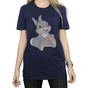 Bambi Womens/Ladies Classic Thumper Cotton Boyfriend T-Shirt / Navy Blue